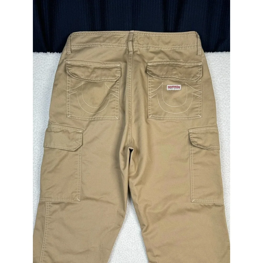 True Religion Cargo Pants Mens 32 Fits 33x32 Khaki Straight Leg Regular Classic